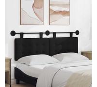 Ordellia Tête de lit Suspendue Noire en Tissu, Panneau capitonné rembourré, Support Mural rectangulaire 150 x 55 cm, Bois d ingénierie, Chambre Adulte, Lecture, décoration intérieure
