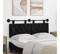 Ordellia Tête de lit Suspendue Noire en Tissu Velours rembourré, Panneau capitonné Mural 150 x 55 cm avec Bande LED, Fixation métal, Dossier Chambre Adulte pour décoration et Confort