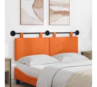 Ordellia Tête de lit Suspendue Orange en Tissu Velours côtelé, Panneau capitonné Mural avec LED, dosseret rembourré 150 x 55 cm, Fixation par Courroies Amovibles pour Chambre Adulte
