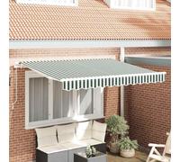 Ordellia Toile de Rechange pour auvent, Store auvent banne 3,5 x 2,5 m, Polyester 240 GSM, résistant aux UV et déperlant, ombrage extérieur pour terrasse Balcon Jardin, Vert et Blanc