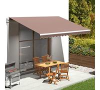 Ordellia Toile de Remplacement pour auvent banne Marron Polyester 4,5 x 3 m, Store auvent, Protection UV Pluie Vent, Toile avec cantonnière pour Patio Jardin