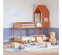 Ordellia Toit pour lit d'enfant en pin massif marron ciré 55 x 84 x 132 cm avec fenêtre, côté ouvert, convient comme accessoire de lit, accessoire de cadre de lit et complément de chambre à coucher
