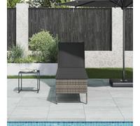 Ordellia Transat Bain Soleil en résine tressée Grise avec Coussin, Dossier inclinable 4 Positions, 55x200x44 cm, Chaise Longue extérieur pour Jardin terrasse Balcon Piscine Plage