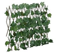 Ordellia Treillis avec feuilles de vigne artificielles - Vert - Extensible - 190 x 60 cm - Brise-vue - Clôture de jardin en bois et plastique - Pour balcon, terrasse, ambiance privée - Opaque