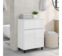 Ordellia Unité de vanité Salle de Bain Blanc Brillant 60 x 35 x 80 cm Meuble lavabo en Bois d'ingénierie 1 tiroir Porte réversible Rangement pour Vasque