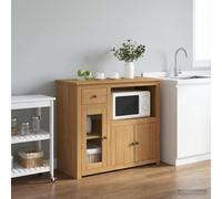 Ordellia Vaisselier Micro-Ondes Panama en pin Massif Finition Cire de Miel avec 3 tiroirs et 3 Portes, Meuble de Rangement Moderne pour Cuisine, Buffet Pratique et Durable