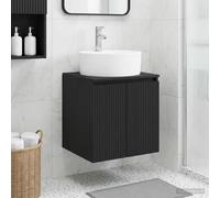 Ordellia Vanité de lavabo Mural Noire en Bois d’ingénierie 49,5 x 44,5 x 65 cm, Meuble sous Vasque avec Rangement Portes pivotantes 90, pour Salle de Bain Moderne
