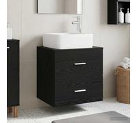 Ordellia Vanité de lavabo Murale chêne Noir en Bois d ingénierie 49,5 x 41 x 63 cm, avec lavabo intégré, 2 tiroirs pour Salle de Bain