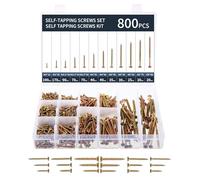Ordeluxe 800 Pcs Vis à Bois Autotaraudeuses - Tête Plate Phillips, Autoperforante en Acier Au Carbone Ultra Dur, Zinc Coloré - Parfait Pour