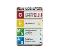 Order of Operations Metal Sign PEMDAS Vintage Math Poster for Teacher Gift Classroom Wall-Art Student Learning Decor 8 X 12 inch