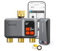 Ordinateur d'arrosage Wi-Fi 3 sorties avec entrée et sortie en laiton/technologie RF 300 m, horloge d'arrosage pour irrigation de jardin, compatible avec l'application Alexa & Smart Life, système