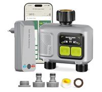 Ordinateur d'arrosage Wi-Fi à 2 sorties, programmateur d'arrosage intelligent (portée RF de 300 m), commande par application/voix, temporisation en cas de pluie, arrosage automatique pour pelouse