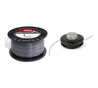 Oregon 106504E Fil de coupe rond Duoline, 3,0 mm, bobine de 120 m & Tête de coupe universelle 539137 Pro Tap and Go Bump Fit, convient à la plupart des débroussailleuses à tige droite de plus de 25 cc
