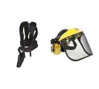 Oregon 539172 Harnais professionnel pour débroussailleuses et coupe-bordures & Casque de protection avec visière en maille et protège-oreilles