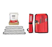 Oregon 91P - Lot de 3 Chaînes de Tronçonneuse pour Guide-Chaîne de 16" (40 cm) & Decker et autres & Kit d'Affûtage Universel Portable pour Tronçonneuse, Limes Rondes