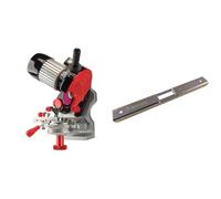 OREGON Affûteuse Semi-Professionnelle 230 Volts, Affûteuse de Chaîne de Tronçonneuse Universelle (410-230), Grey, Black, Red & Guide de réglage de la profondeur d'affûtage de chaîne (27530), argent