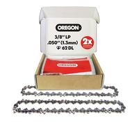 Oregon Chaîne de Tronçonneuse pour Guide 45cm, 3/8" LP, 1,3mm, 62 Maillons | Lot de 2, Chaîne de Rechange à Faible Rebond, Compatible Husqvarna, Mac Allister, Bosch et plus