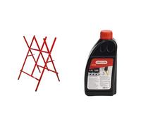Oregon - Chevalet de Sciage en Acier, Repliable et Ajustable, Bûches de 27 cm de Large Maximum (584145) & Huile pour Chaîne et Guide-Chaîne de Tronçonneuse, 1 L (O10-4935)