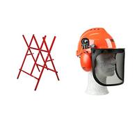 Oregon - Chevalet de Sciage en Acier, Repliable et Ajustable, Bûches de 27 cm & Yukon Casque de Sécurité pour Tronçonneuse avec Protections Auditives et Visière en Maille d'Acier