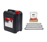 Oregon - Huile pour Chaîne et Guide-Chaîne de Tronçonneuse, 5 L (O10-4936) & Lot de 3 Chaînes de Tronçonneuse pour Guide-Chaîne de 16" (40 cm), 56 Maillons d'Entraînement