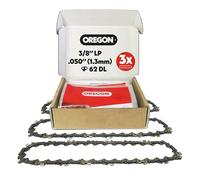 Oregon Lot de 3 Chaîne de Tronçonneuse 3/8" LP pour Guide de 45cm (18"), Jauge .050" (1,3mm), 62 Maillons - Chaîne Rechange, Semi-ciseau, Compatible Husqvarna, Bosch, Black + Decker et plus