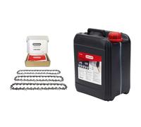 Oregon - Lot de 3 Chaînes de Tronçonneuse pour Guide-Chaîne de 14" (35 cm), 50 Maillons d'Entraînement & Huile pour Chaîne et Guide-Chaîne de Tronçonneuse, 5 L (O10-4936)