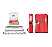 Oregon - Lot de 3 Chaînes de Tronçonneuse pour Guide-Chaîne de 14" (35 cm) & Kit d'Affûtage Universel Portable pour Tronçonneuse, Limes Rondes 5/32" (4 millimètres) / 3/16" (4,8 mm) / 7/32" (5,5 mm)