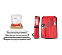 Oregon - Lot de 3 Chaînes de Tronçonneuse pour Guide-Chaîne de 16" , 56 Maillons d'Entraînement & Kit d'Affûtage Universel Portable pour Tronçonneuse, Limes Rondes 5/32" / 3/16" / 7/32"