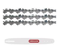 Oregon Lot de 3 Chaînes et 1 Guide de Tronçonneuse - Chaîne 3/8" Low Profile, 0.50 pouces (1.3mm), 52 maillons avec Guide A041 de 35cm, compatible avec Husqvarna, Ryobi, Sterwins, Einhell et autres