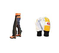 Oregon Pantalon de Protection Universel Type A pour Tronçonneuse, Pantalon de Protection Ajustable - Protection Frontale Uniquement (575780) & Gants de protection - Mixte Adulte - Jaune (blanc) - L