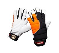 Oregon Protect Pro Gants de Tronçonneuse Cuir Orange/Noir, L | EPI haute visibilité, technologie ForestXFiber, protection renforcée main gauche