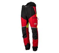 Oregon Protect Pro Pantalon Protection Tronçonneuse, EPI Haute Visibilité, Tissu Respirant, Pantalon De Sécurité, Équipement de Protection, Travaux Forestiers et Extérieurs, Rouge/Jaune, Taille 2XL