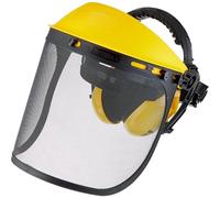 Oregon Protection Combinée Serre-Tête, Visière Maille Acier | Protège-oreilles antibruit, écran facial réglable, forestier, jardinage, bricolage