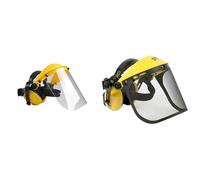 Oregon Q515062 Visière en Polycarbonate et Combinaison de Casque Anti-Bruit pour Tondeuse & Visière en Maille d'acier & Protège-Oreilles Réglable, Protection du Visage, du Front