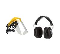 Oregon - Visière de Protection Ajustable en Polycarbonate, Protection du Front & 3M Casque Antibruit Pliable 90563E, protection auditive confortable recommandée pour des niveaux de bruit compris