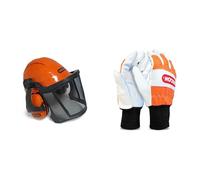 Oregon Waipoua Casque de Sécurité pour Tronçonneuse avec Cache-Oreilles de Protection et Visière en Maille & Large Chainsaw Protection Gloves