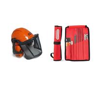 Oregon Waipoua Casque de Sécurité pour Tronçonneuse avec Cache-Oreilles & Kit d'Affûtage Universel Portable pour Tronçonneuse, Limes Rondes 5/32" (4 mm) / 3/16" (4,8 mm) / 7/32"