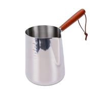 Oreilet Pichet à Mousse Lait 1000ML, Pichet à Vapeur à Lait | Tasse à Lait Acier Inoxydable, Mousseur à Vapeur avec Manche Bois pour le café L'art L'huile Chauffante le Beurre le Chocolat