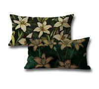 Oreiller 30x50 Lot de 2 Double Face Housse de Coussin Vert Lis Motif Rectangulaire Résistant Velours Decoratif Coussin Canape Automne Housse Coussin pour Chambre Maison Jardin Decoration e-50