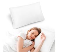 Oreiller 68 x 43 cm pour lit ou coussin décoratif avec fermeture éclair à ajuster, coussin de couchage en coton avec rembourrage de 1000 g pour maison, hôtel, auberge de jeunesse, blanc