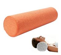 Oreiller Cervical Cylindrique en Mousse à Mémoire Coussin de Soutien du Cou | Oreiller Cylindrique avec Lin Housse Amovible, pour Le Cou, Les Genoux, Le canapé, Le Dos(Orange,10x40cm)
