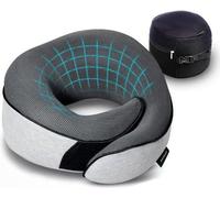 Oreiller cervical en mousse à mémoire de forme avec masque de sommeil et bouchons d'oreilles - idéal pour les voyages en avion, en voiture et en train