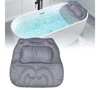 Oreiller de Bain,Coussin Baignoire avec Ventouses, Antidérapant Oreiller pour Baignoire Ergonomique, 4D Air Mesh Soutien La Tête,Le Cou,Le Dos et Les Épaules Gris