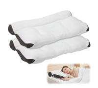 Oreiller de soutien cervical - Oreiller ergonomique - Coussin orthopédique pour l'apnée du sommeil - Double microfibre - Moelleux et doux - Coussin de positionnement latéral pour dormir sur le côté