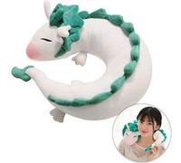 Oreiller de Voiture Voyage Spirited Away Haku Dragon pour cervicales en forme de joli petit dragon d’animation japonaise Chihiro blanc blanc vert G
