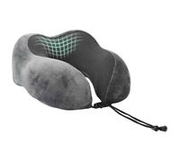 Oreiller de voyage ergonomique - vidaXL - 28x25x14 cm - Gris - Velours - Respirant - Housse amovible - Confort de voyage