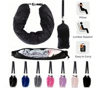 Oreiller de voyage gonflable, rembourré de peluche douce, oreiller de cou multifonctionnel en forme de U pour avion, train, voiture, tourisme & affaires, camping en plein air, sieste noir,bleu,gris,ja