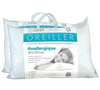 Oreillers - 45x70 cm - Hypoallergéniques - Garnissage 500 g/m² polyester - Enveloppe 100% coton
