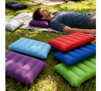 Oreillers de camping ergonomiques premium avec revêtement en microfibre ultra doux, oreillers de camping ultralégers pour les voyageurs en sac à dos, surface floquée, oreillers de voyage gonflables, p