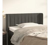 Oreillette de tête en velours gris foncé 103x16x78/88 cm réglable en hauteur, pieds en bois, support du dos pour la lecture, montage avec instructions.